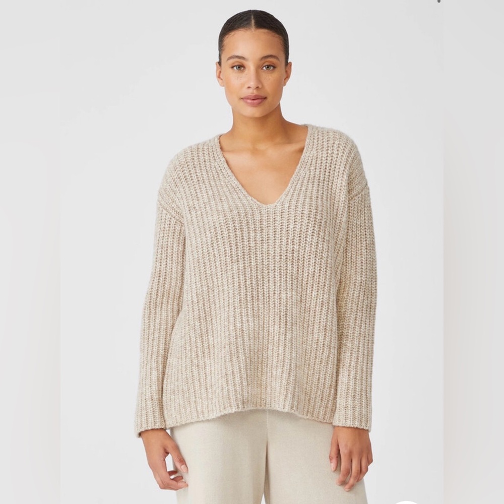 Eileen Fisher Lofty Organic Cotton Merino Box-Top Large